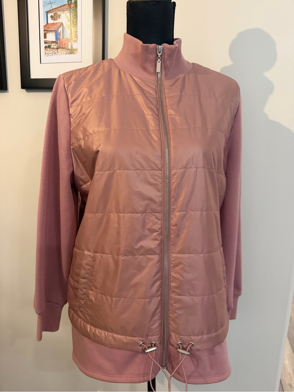 Chico’s Zenergy Women's Dusty Rose Quilted Zip-Front Jacket Size 1